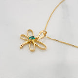 Set Cadena Veneciana + Dije Libelula esmeralda 0.4 pts / 1.6g / 16 in Oro Amarillo 18K