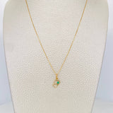 Set Cadena Veneciana + Dije Corazones esmeralda 0.4 pts / 1.25g / 15 3/4 in Oro Amarillo 18K