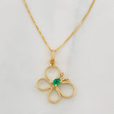 Venetian Chain + Emerald Butterfly Pendant 0.3 pts / 1.55g / 15 3/4 in 18K Yellow Gold
