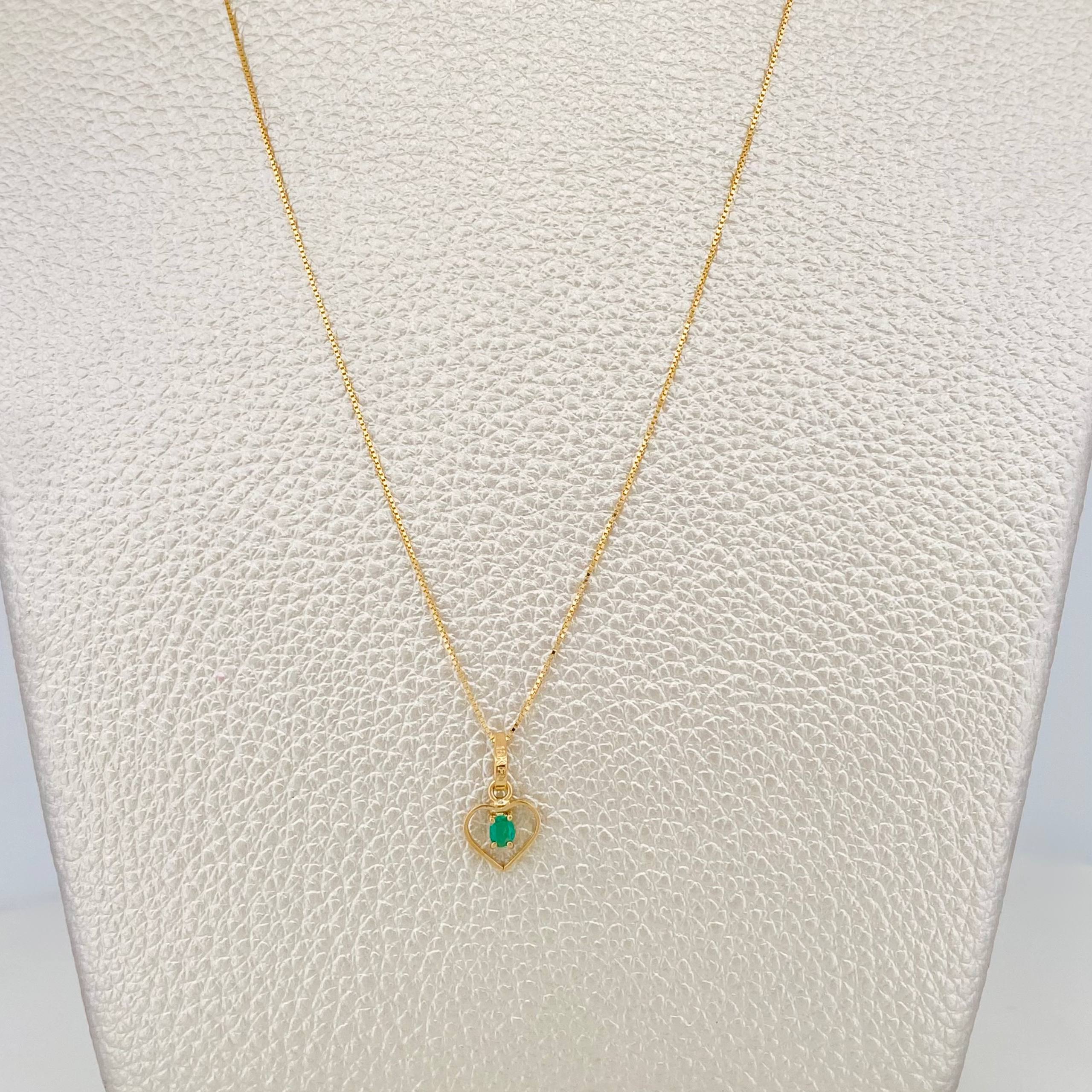 Set Venetian Chain + Emerald Heart Pendant 0.2 pts / 1.15g / 15 3/4 in 18K Yellow Gold