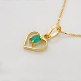 Set Venetian Chain + Emerald Heart Pendant 0.2 pts / 1.15g / 15 3/4 in 18K Yellow Gold