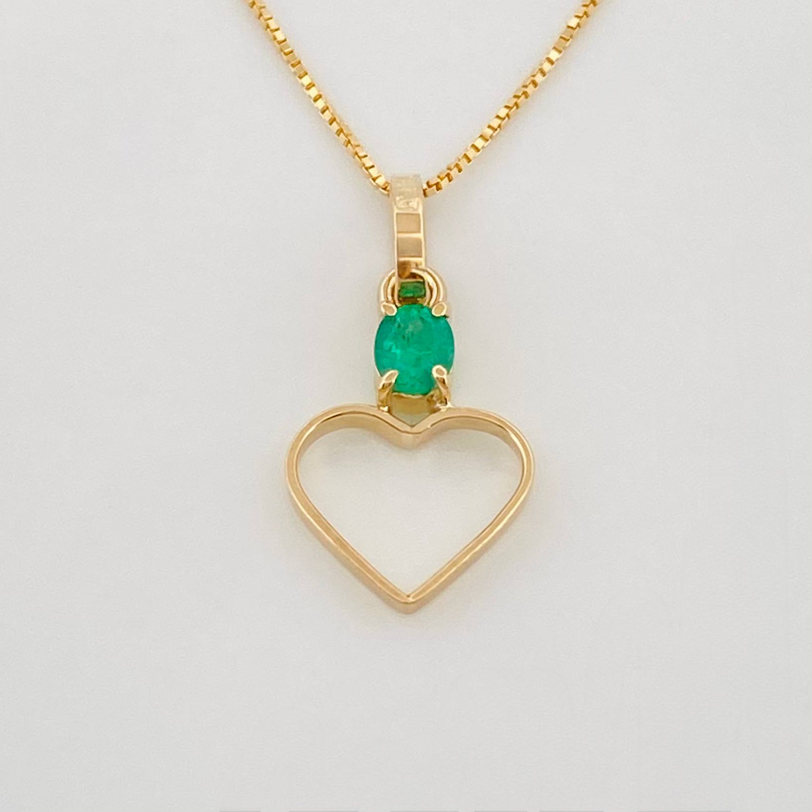 Set Venetian Chain + Emerald Heart Pendant 0.10 pts / 1.3g / 16 1/4 in 18K Yellow Gold