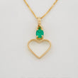 Set Venetian Chain + Emerald Heart Pendant 0.10 pts / 1.3g / 16 1/4 in 18K Yellow Gold