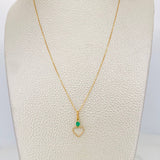 Set Venetian Chain + Emerald Heart Pendant 0.10 pts / 1.3g / 16 1/4 in 18K Yellow Gold