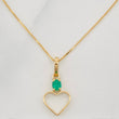 Set Cadena Veneciana + Dije Corazon esmeralda 0.7 pts / 1.2g / 15 3/4 in Oro Amarillo 18K