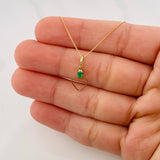 Set Cadena Veneciana + Dije Corazon esmeralda 0.7 pts / 1.2g / 15 3/4 in Oro Amarillo 18K