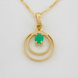 Set Venetian Chain + Circular Pendant emerald 0.6 pts / 1.25g / 15 3/4 in 18K Yellow Gold