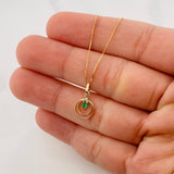 Set Cadena Veneciana + Dije Circular esmeralda 14 pts / 1.35g / 15 3/4 in Oro Amarillo 18K