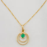 Set Cadena Veneciana + Dije Circular esmeralda 14 pts / 1.35g / 15 3/4 in Oro Amarillo 18K