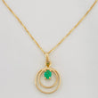 Set Venetian Chain + Circular Emerald Pendant 0.07pts / 1.5g / 15 3/4 in 18K Yellow Gold