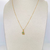 Set Cadena Veneciana + Dije Corazon esmeralda 0.2 pts / 1.3g / 15 3/4 in Oro Amarillo 18K