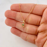 Set Venetian Chain + Emerald Heart Pendant 0.2 pts / 1.15g / 15 3/4 in 18K Yellow Gold