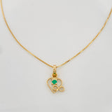 Set Venetian Chain + Emerald Heart Pendant 0.2 pts / 1.15g / 15 3/4 in 18K Yellow Gold