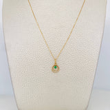 Set Cadena Veneciana + Dije Circular esmeralda 14 pts / 1.35g / 15 3/4 in Oro Amarillo 18K