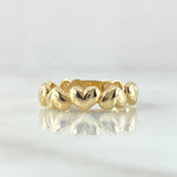 Anillo Fila Corazones 2.05gr / T6 / Liso Oro Amarillo 18K