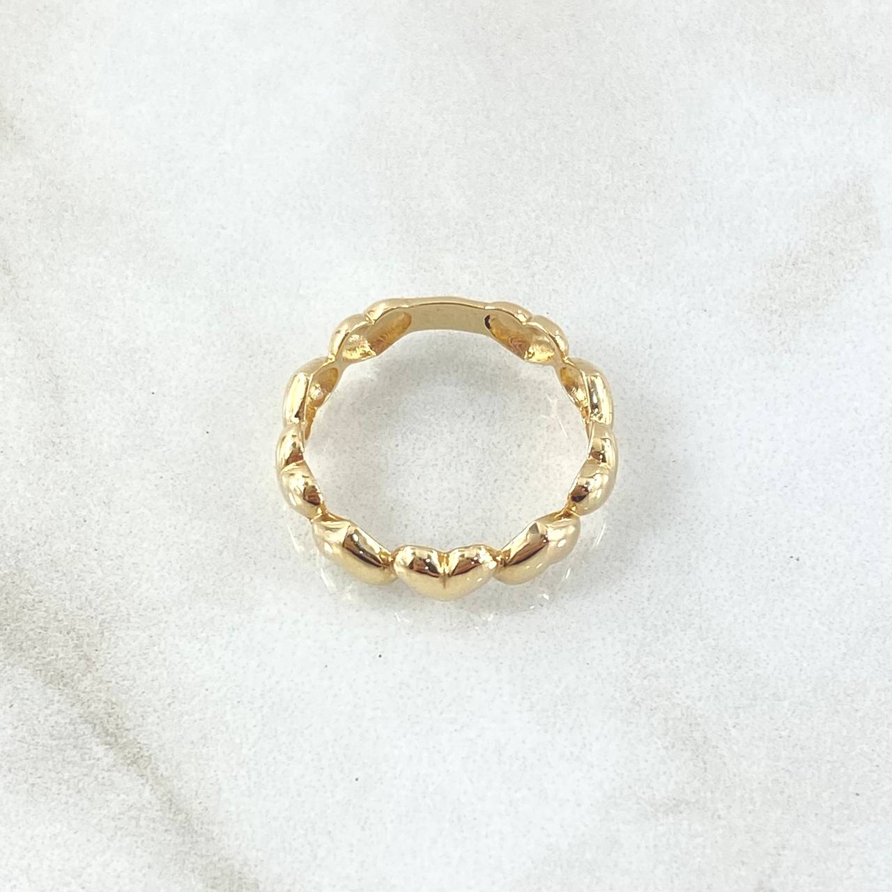 Anillo Fila Corazones 2.05gr / T6 / Liso Oro Amarillo 18K