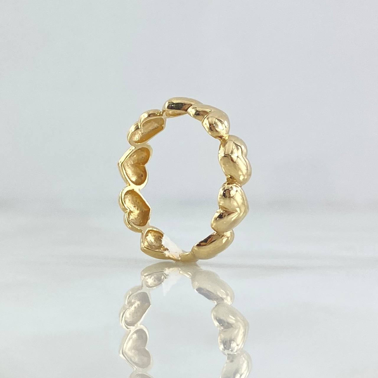 Anillo Fila Corazones 2.05gr / T6 / Liso Oro Amarillo 18K