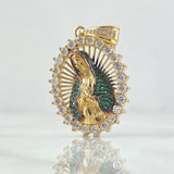 Pendant Virgin Mary Eleusa 9.2gr / 4cm / White Green Zircons 18K Yellow Gold