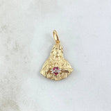 Pendant Sacred Heart Of Jesus 3.15gr / 2.7cm / Fuchsia Zircon Yellow Gold 18K ©