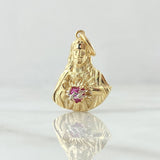 Pendant Sacred Heart Of Jesus 3.15gr / 2.7cm / Fuchsia Zircon Yellow Gold 18K ©