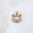 Pendant Teddy Bear Silhouette 1.65gr / 2cm / Lilac Black Zircons 18K Yellow Gold