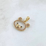 Pendant Teddy Bear Silhouette 1.65gr / 2cm / Lilac Black Zircons 18K Yellow Gold
