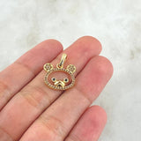 Pendant Teddy Bear Silhouette 1.65gr / 2cm / Lilac Black Zircons 18K Yellow Gold