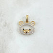 Pendant Teddy Bear Silhouette 1.6gr / 2cm / White and Black Zircons 18K Yellow Gold