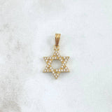 Dije Estrella De David 1.55gr / 2.3cm / Circones Blancos Oro Amarillo 18K