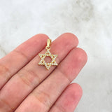 Dije Estrella De David 1.55gr / 2.3cm / Circones Blancos Oro Amarillo 18K