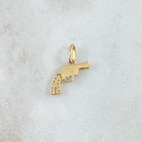 Dije Revolver 1.1gr / 2cm / Circones Blancos Oro Amarillo 18K ©