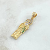 Pendant San Judas 4.25gr / 4cm / White and Green Zircons Two 18K Yellow and White Gold ©