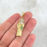 Pendant San Judas 4.25gr / 4cm / White and Green Zircons Two 18K Yellow and White Gold ©