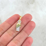 Pendant San Judas 1.9gr / 2.7cm / White and Green Zircons Two 18K Yellow and White Gold ©