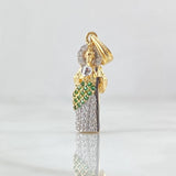Pendant San Judas 1.9gr / 2.7cm / White and Green Zircons Two 18K Yellow and White Gold ©