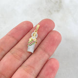 Dije San Judas 1.85gr / 2.7cm / Circones Blancos Verdes Fucsias Dos Oros Amarillo Blanco 18K ©