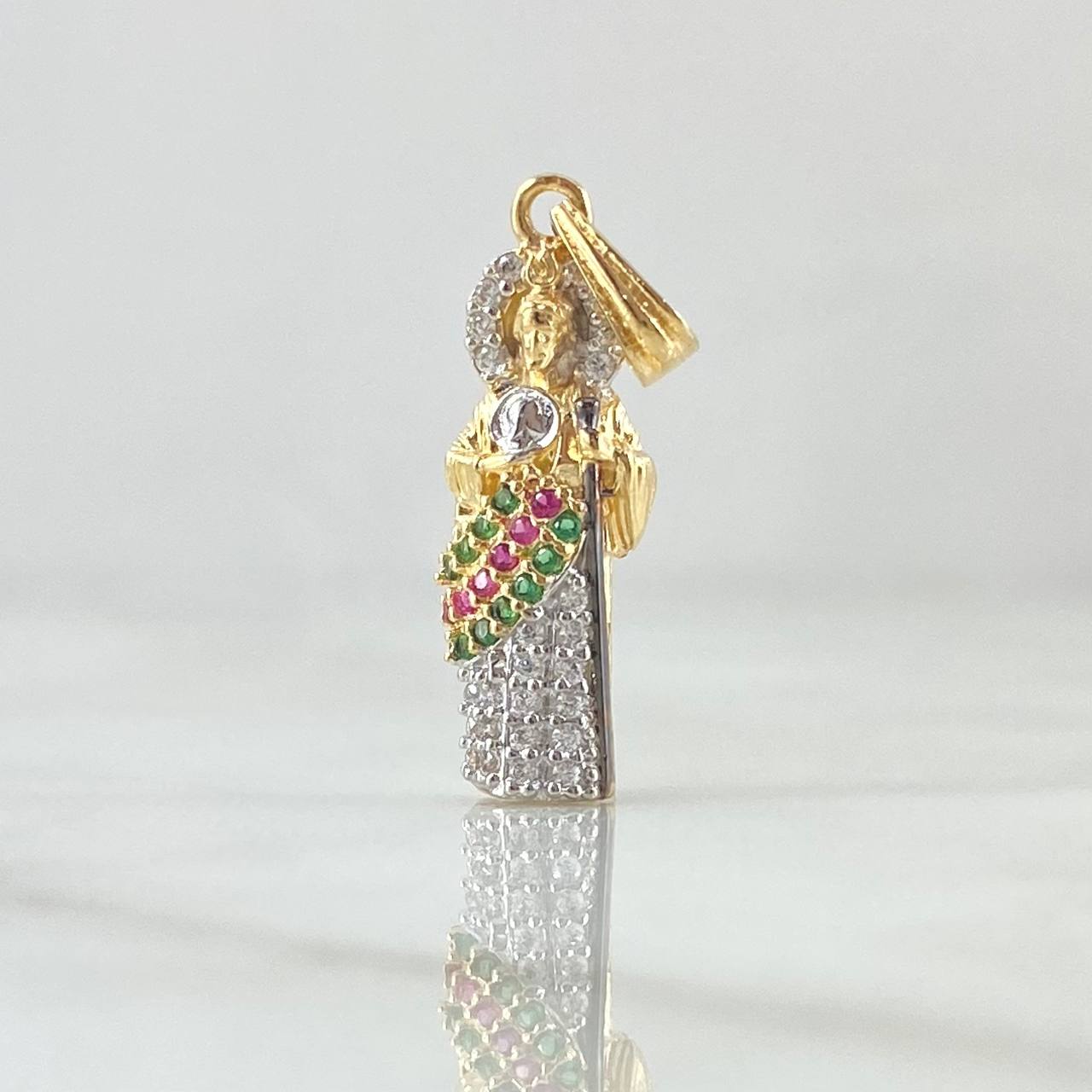 Dije San Judas 1.85gr / 2.7cm / Circones Blancos Verdes Fucsias Dos Oros Amarillo Blanco 18K ©