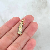 Pendant Santa Muerte 1.45gr / 2.6cm / White Black Zircons 18K Yellow Gold ©