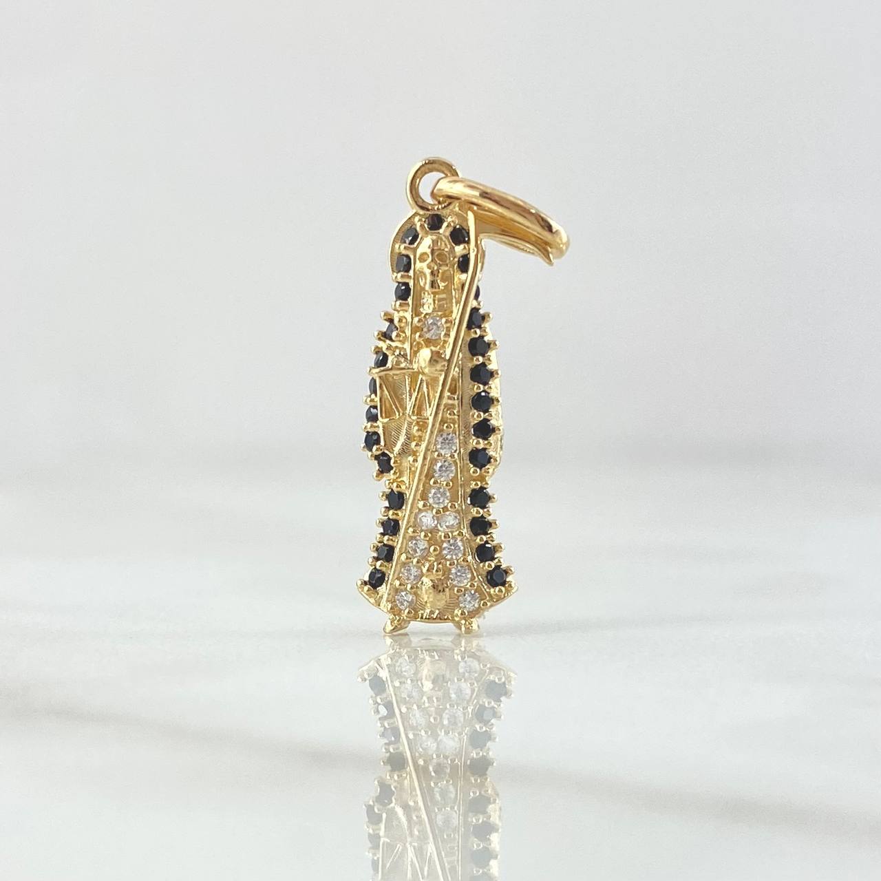 Pendant Santa Muerte 1.45gr / 2.6cm / White Black Zircons 18K Yellow Gold ©