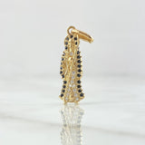 Pendant Santa Muerte 1.3gr / 2.6cm / White Black Zircons 18K Yellow Gold *
