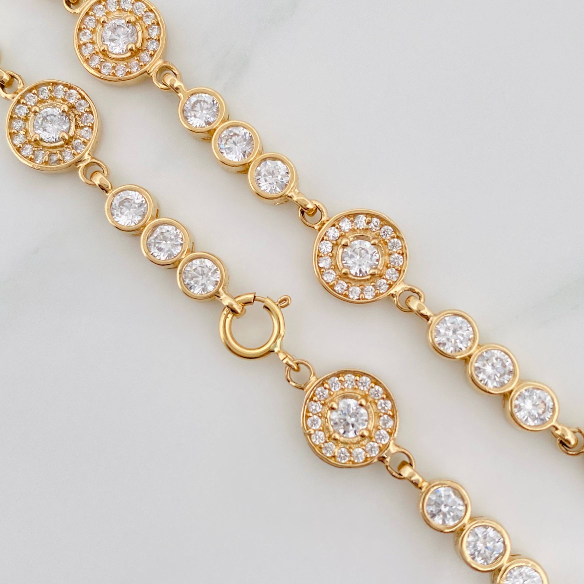 Pulso Tennis Halo Circulo 11.4 g / 8 in / 4.21 mm Oro Amarillo 18K