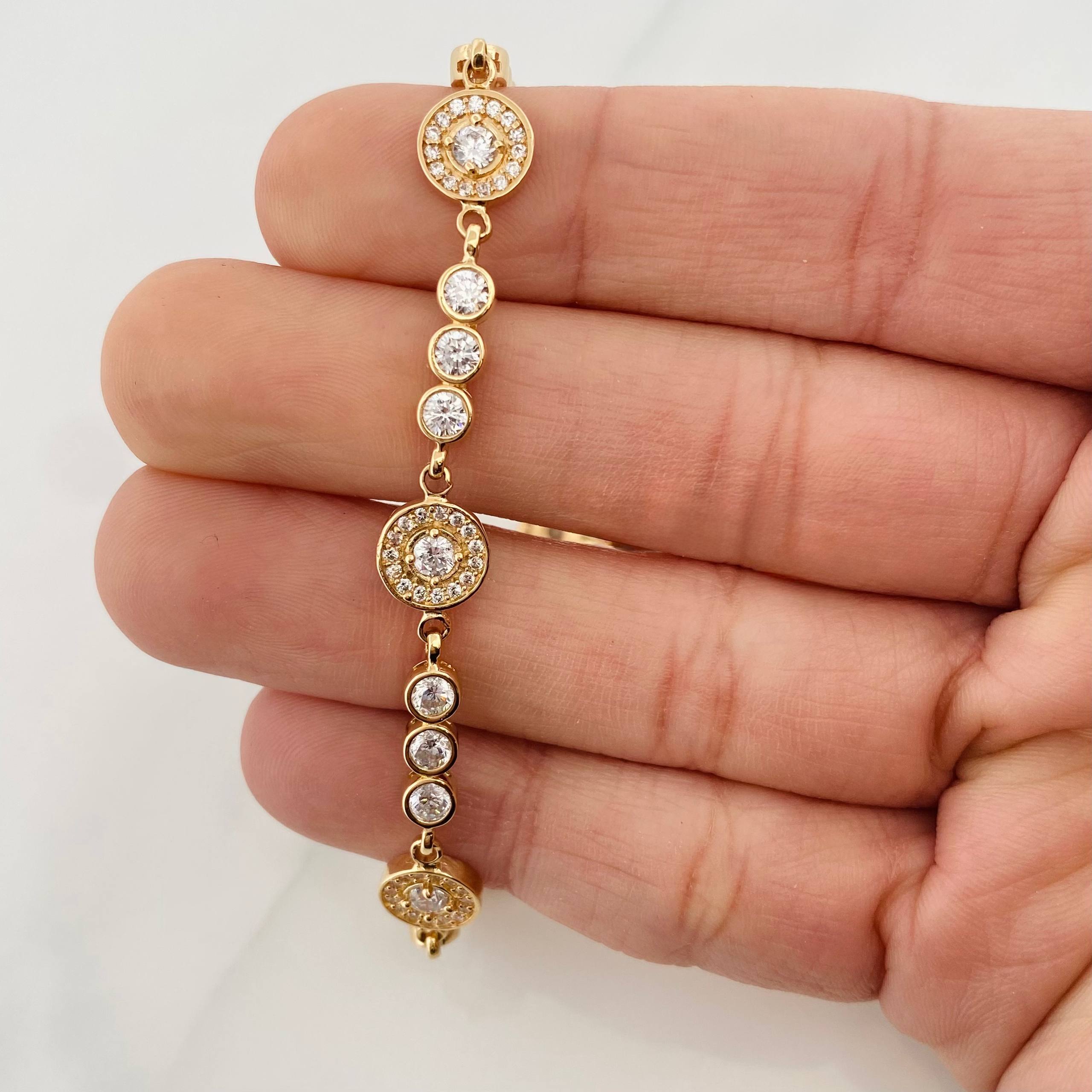 Pulso Tennis Halo Circulo 11.4 g / 8 in / 4.21 mm Oro Amarillo 18K
