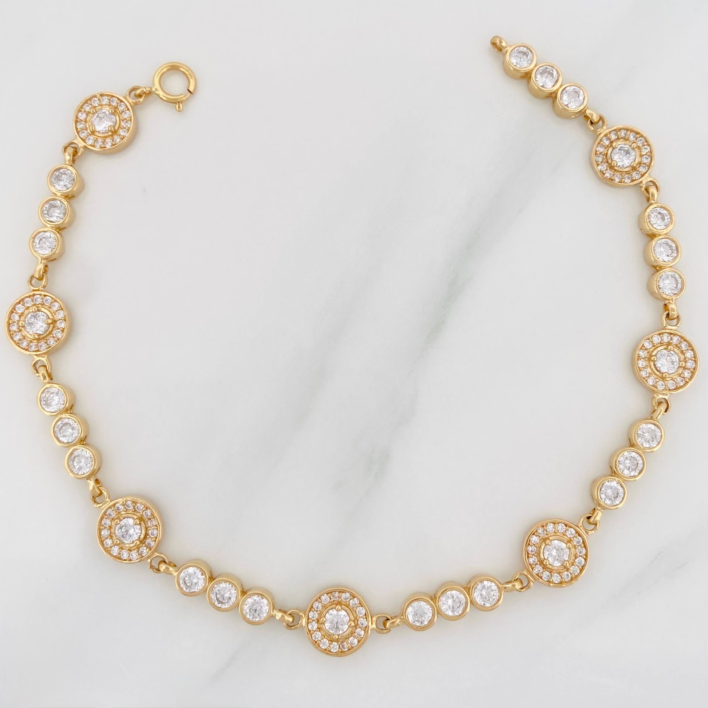 Pulso Tennis Halo Circulo 11.4 g / 8 in / 4.21 mm Oro Amarillo 18K