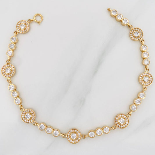 Pulso Tennis Halo Circulo 11.4 g / 8 in / 4.21 mm Oro Amarillo 18K