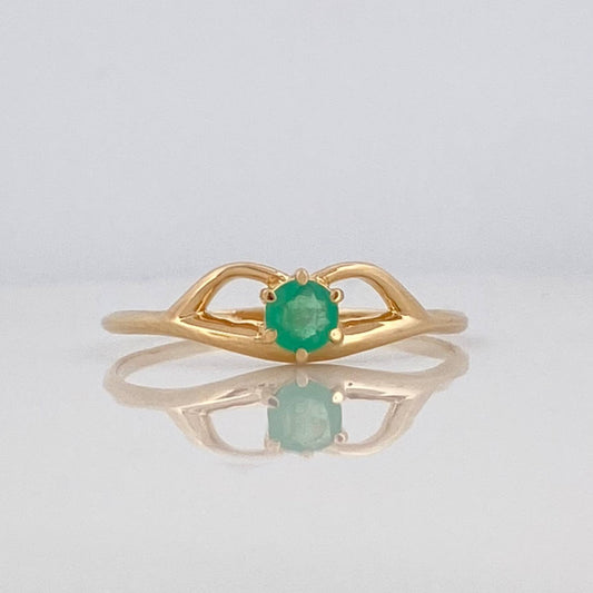 Emerald Kiss Ring 0.13 pts Emerald 1 pt 1.15g / Size 7 Yellow Gold 18K