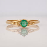Emerald Solitaire Ring 0.17 pts Emerald 1 pts 1.5g / Size 7 Yellow Gold 18K