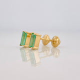 Topos Rectangular esmeralda 0.42 pts Esmeralda 1pts 0.9g / in / 2.78mm Oro Amarillo 18K