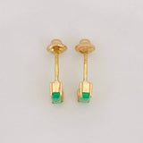 Topos Rectangular esmeralda 0.42 pts Esmeralda 1pts 0.9g / in / 2.78mm Oro Amarillo 18K