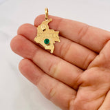 Pendant Colombia Map emerald 0.27 pts Emerald 1pts 2.15g / 1 1/2 in Yellow Gold 18K