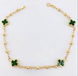 Pulso Militar Treboles Flores Verdes 3.45gr / 7 1/2 in / 8.2mm Oro Amarillo Nac.Esp. 18K
